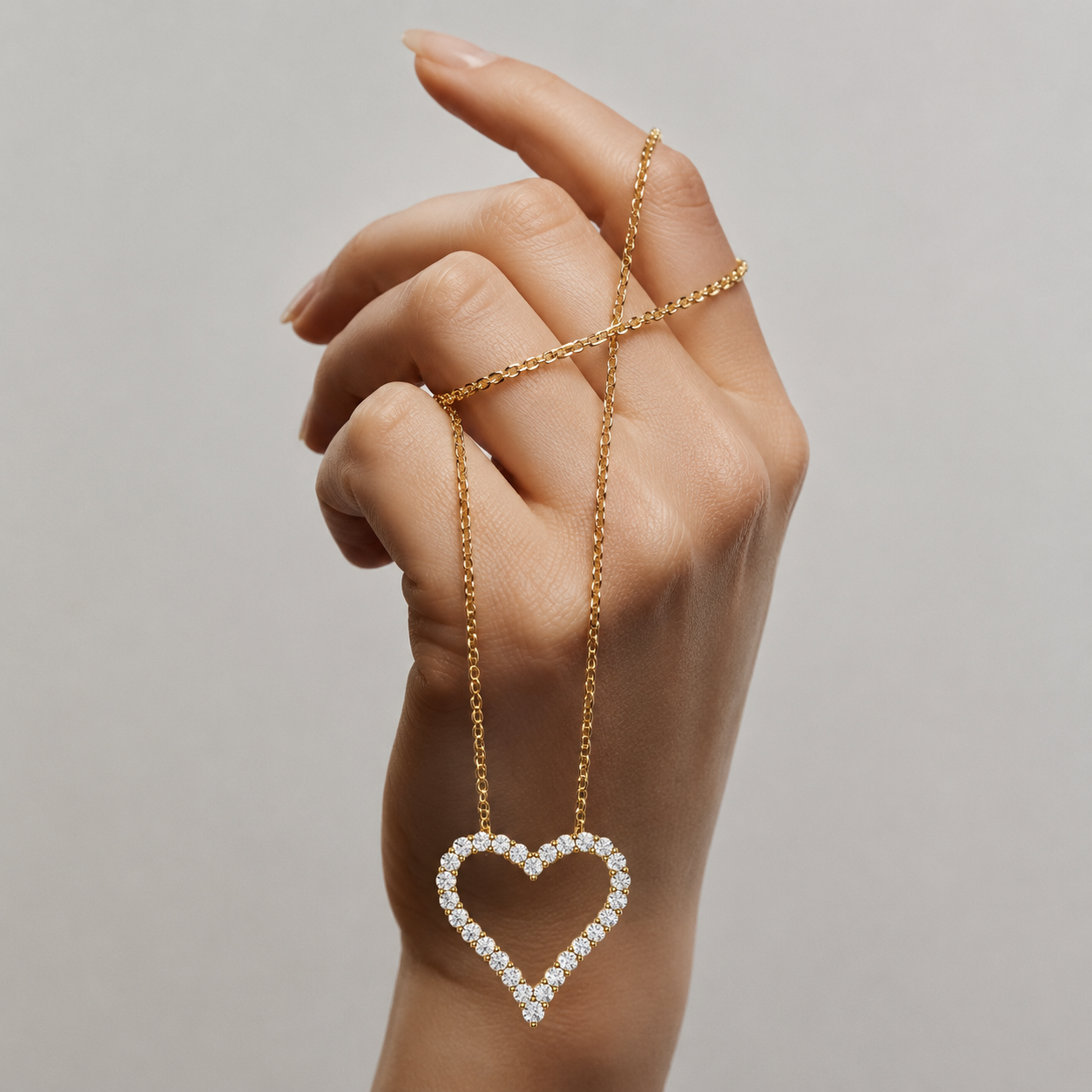 Diamond Heart Outline Pendant