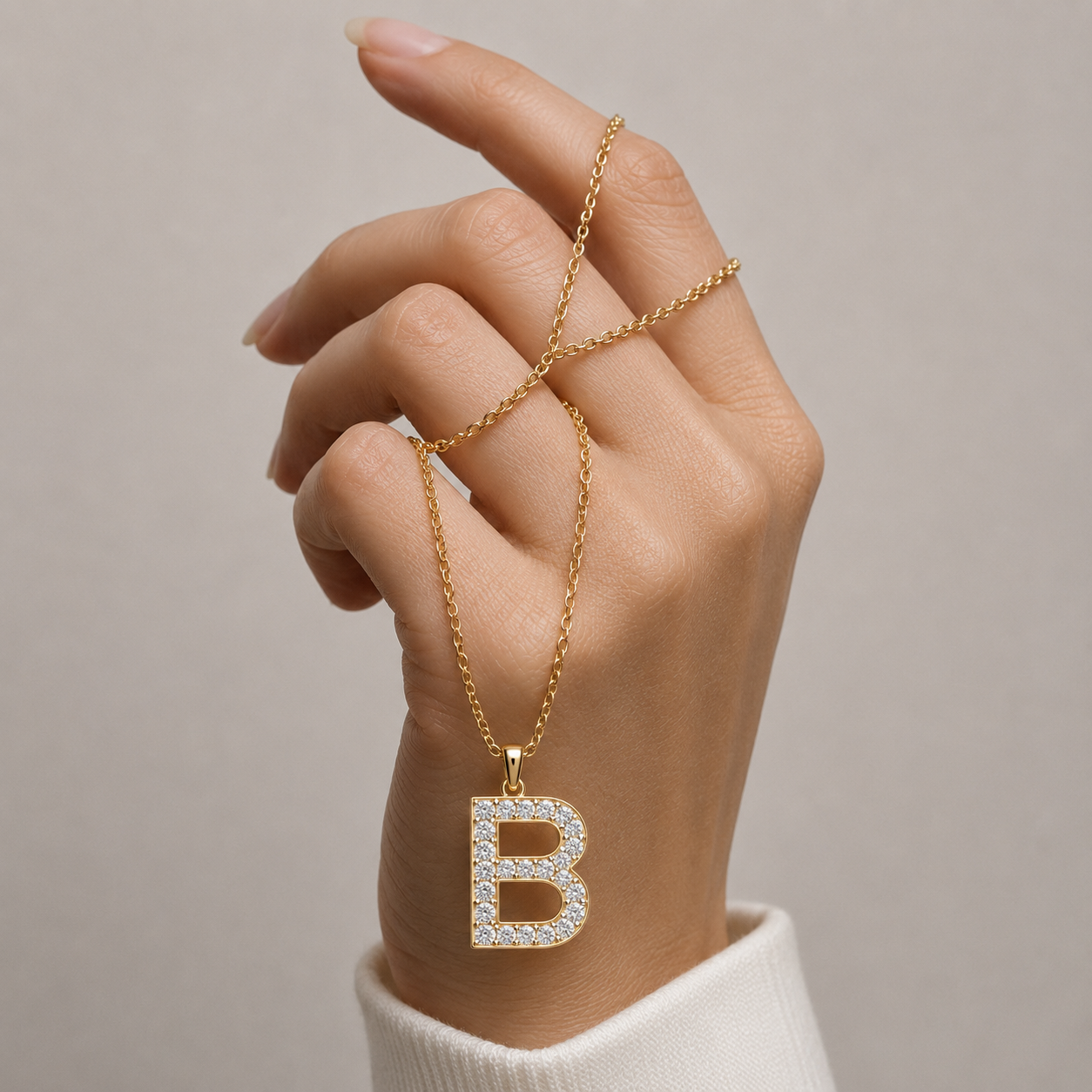 Lab Grown Diamond Initial B Pendant