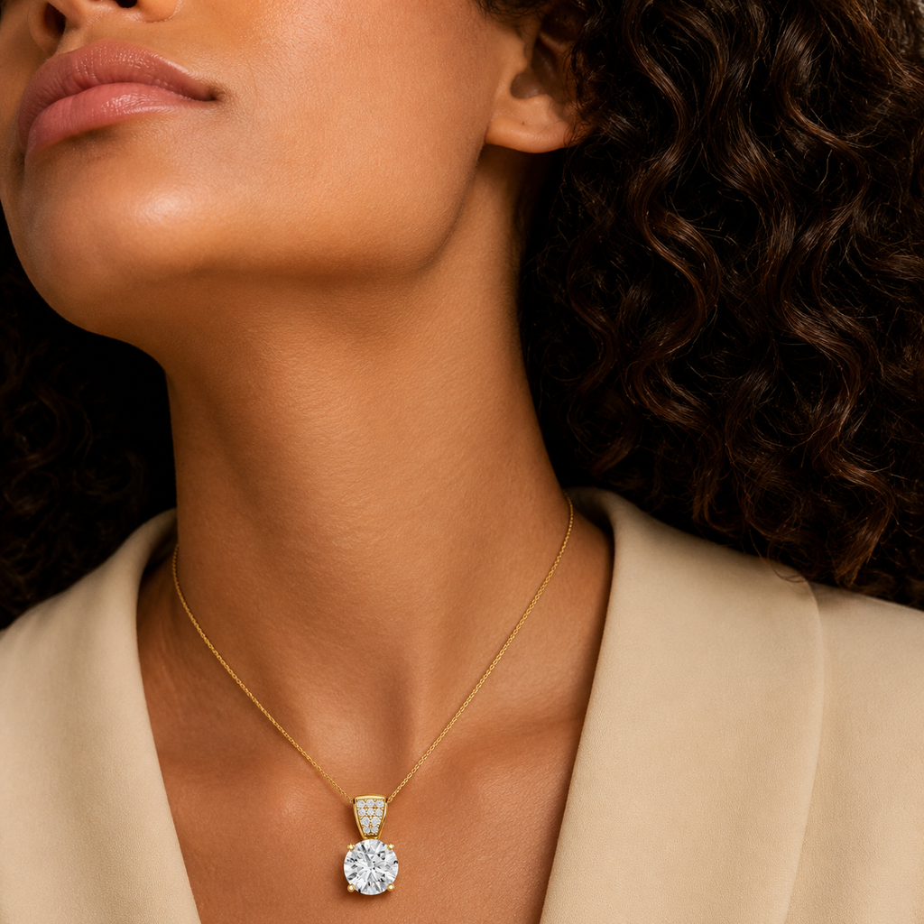 Round Solitaire Lab Grown Diamond Pendant