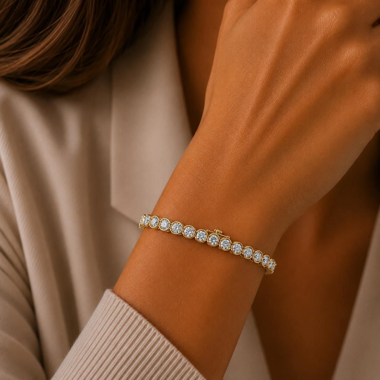 Lab Grown Diamond Bezel Set Tennis Bracelet