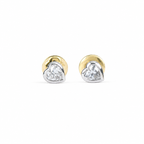 0.5 Carat Heart Cut Lab Grown Diamond Bezel Tiny Stud Earrings