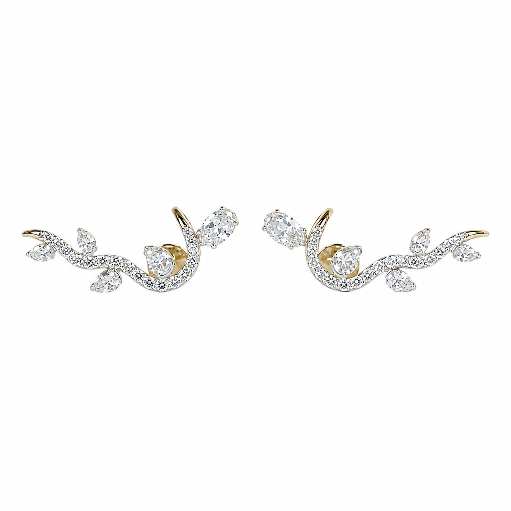 Nature Inspired Lab Grown Diamond Climber Earrings