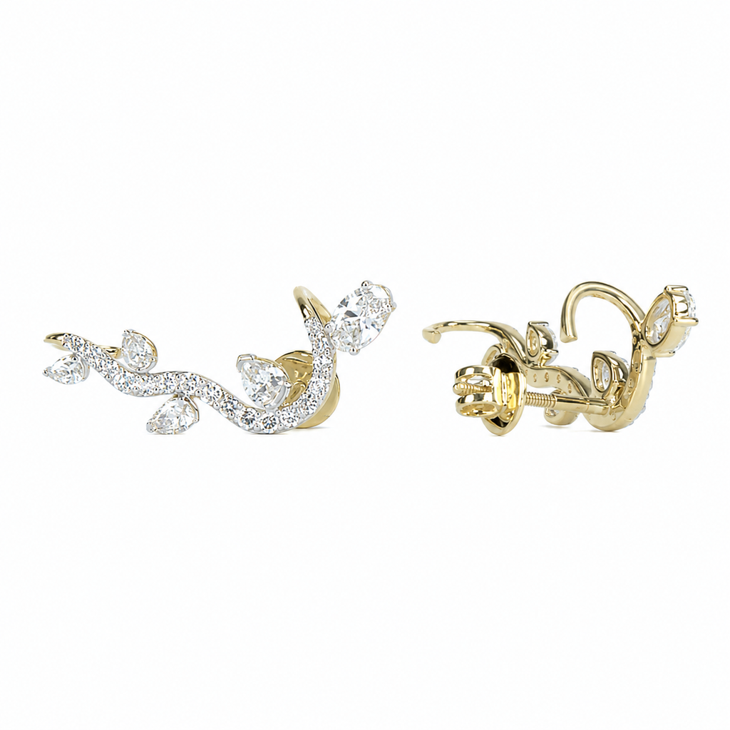 Nature Inspired Lab Grown Diamond Climber Earrings