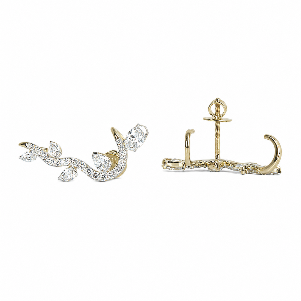 Nature Inspired Lab Grown Diamond Climber Earrings