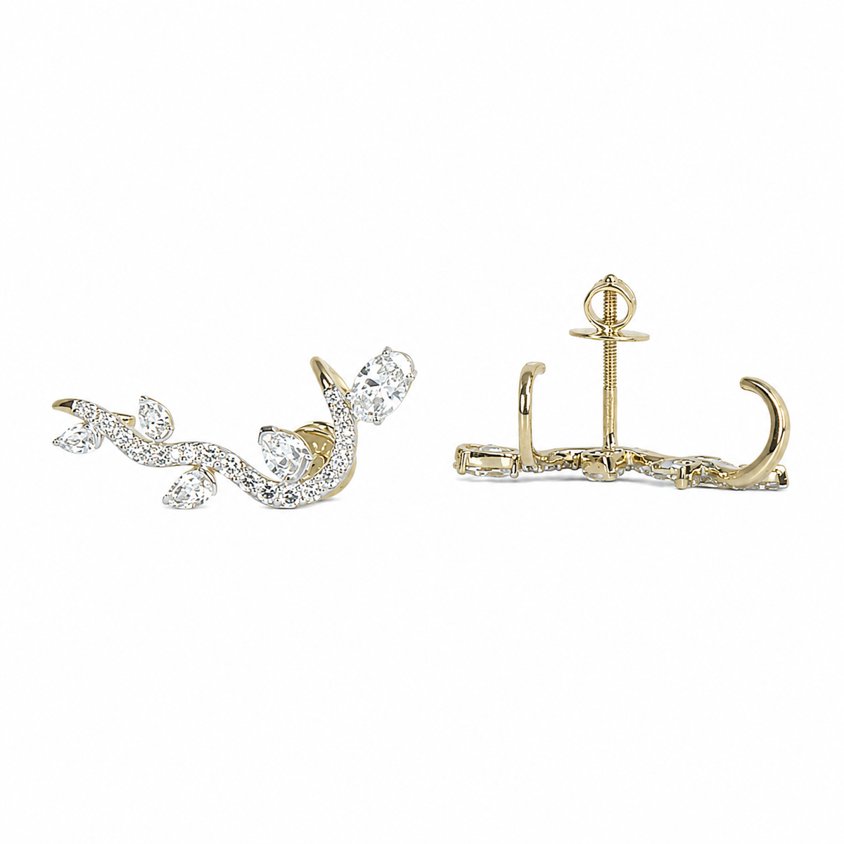 Nature Inspired Lab Grown Diamond Climber Earrings