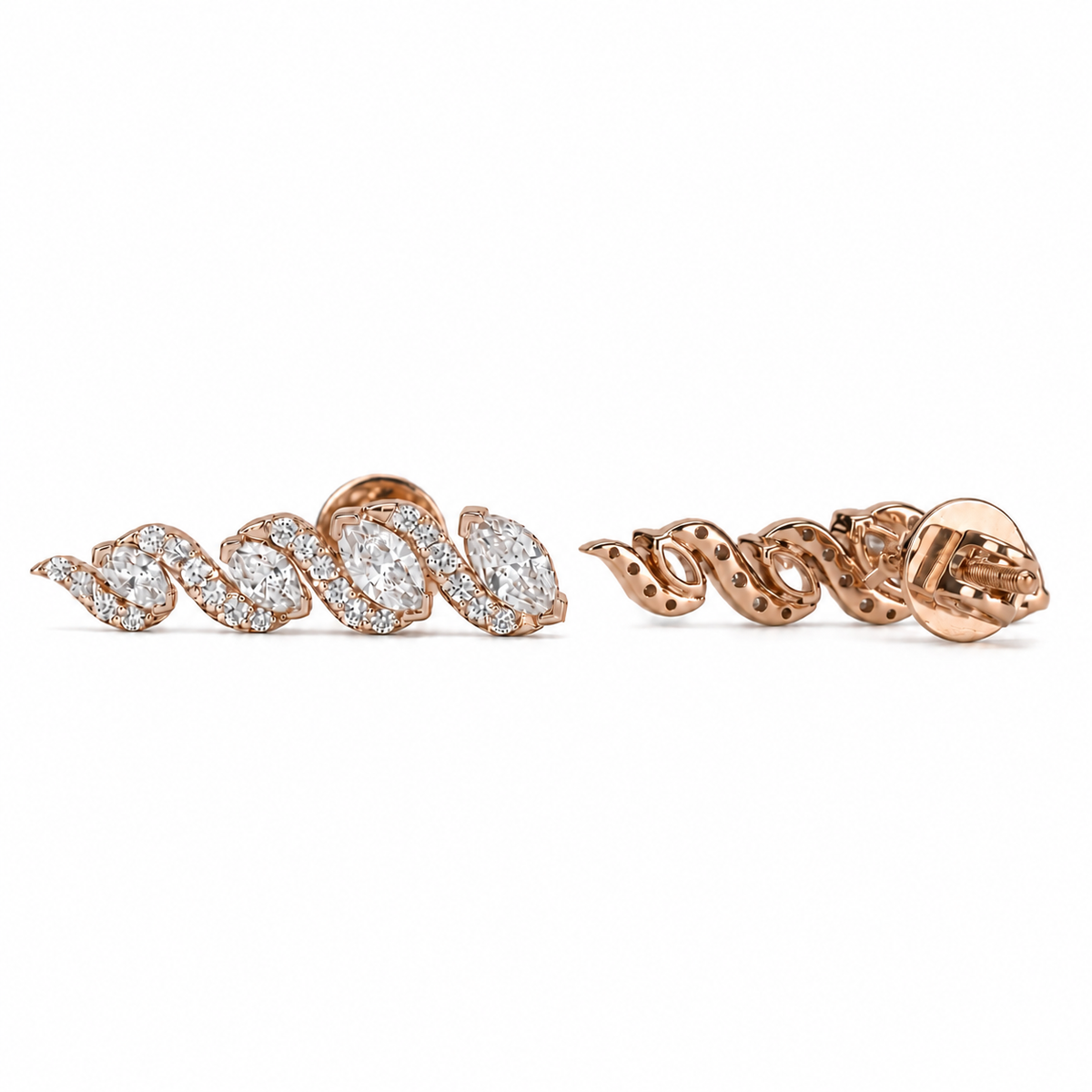 1 Carat Lab Grown Marquise Cut Diamond Climber Earrings