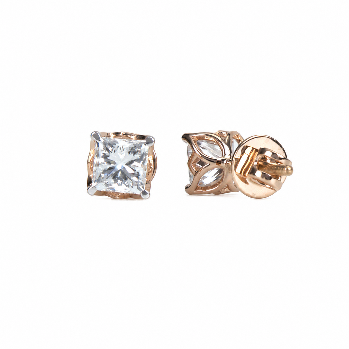 Princess Cut Lab Grown Diamond Solitaire Earrings