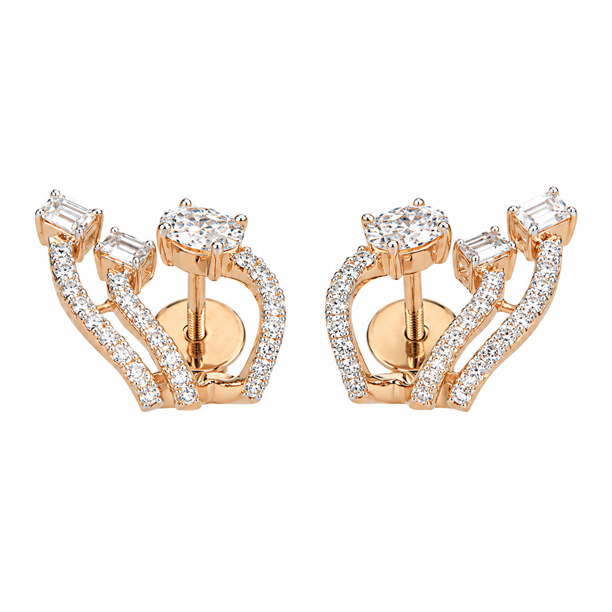 Multi Shape Lab Grown Diamond Spiral Earrings