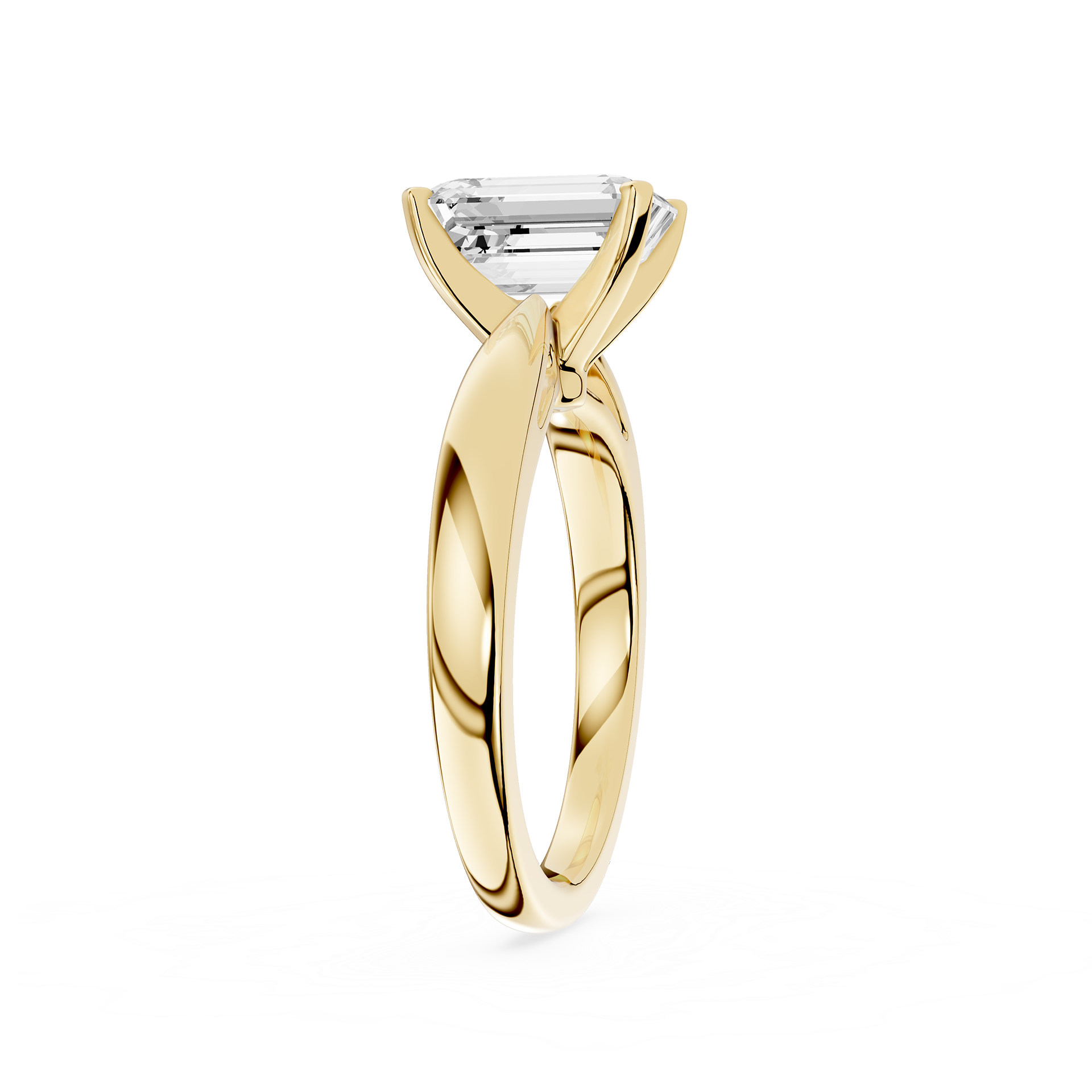Gold ring with a diamond on a white background
