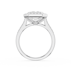 Silver ring with a diamond on a white background