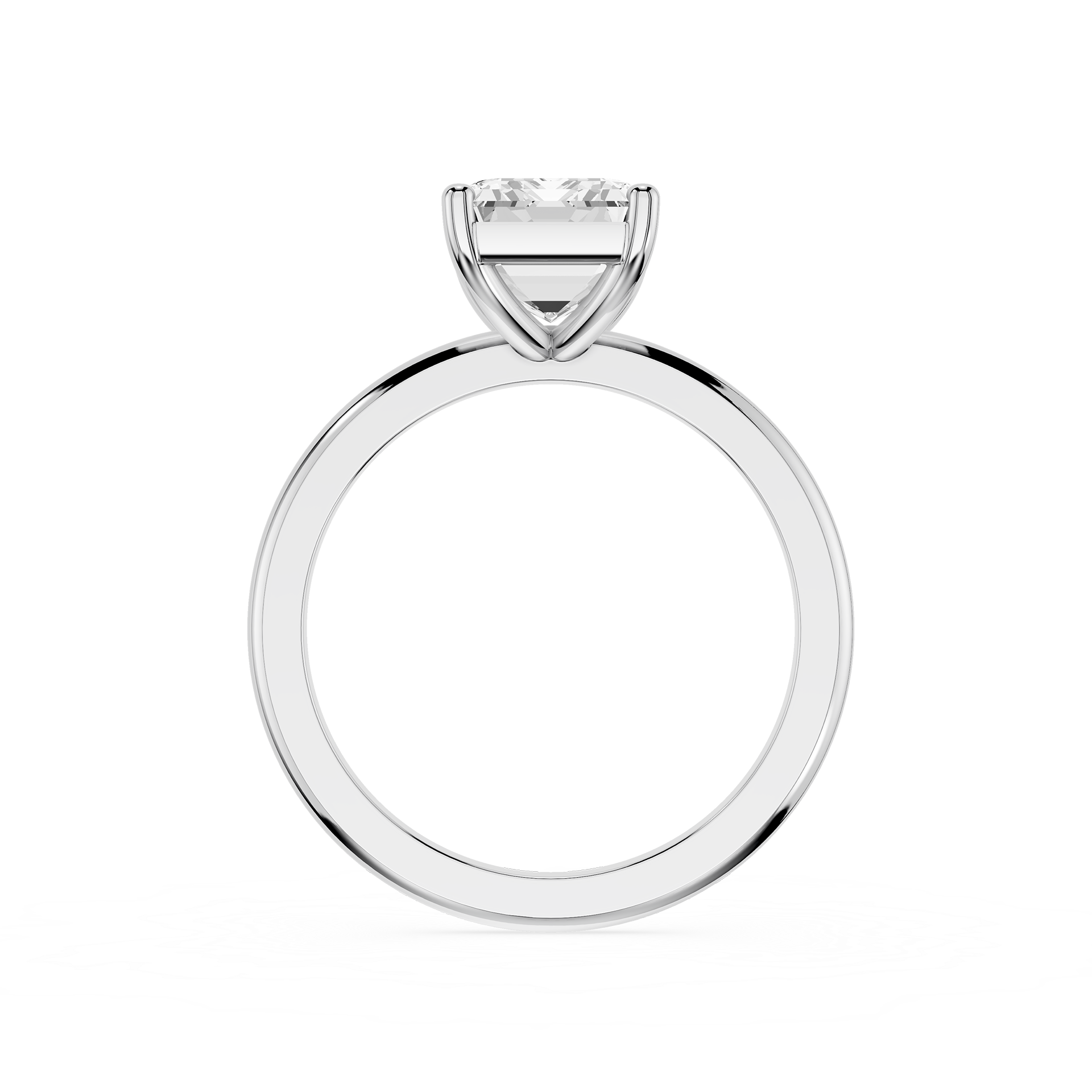 Silver ring with a diamond on a white background