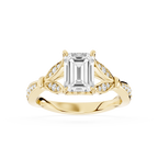 Emerald Cut Lab Grown Diamond Split Shank Engagement Ring with 4 prong setting mvp:YG:01