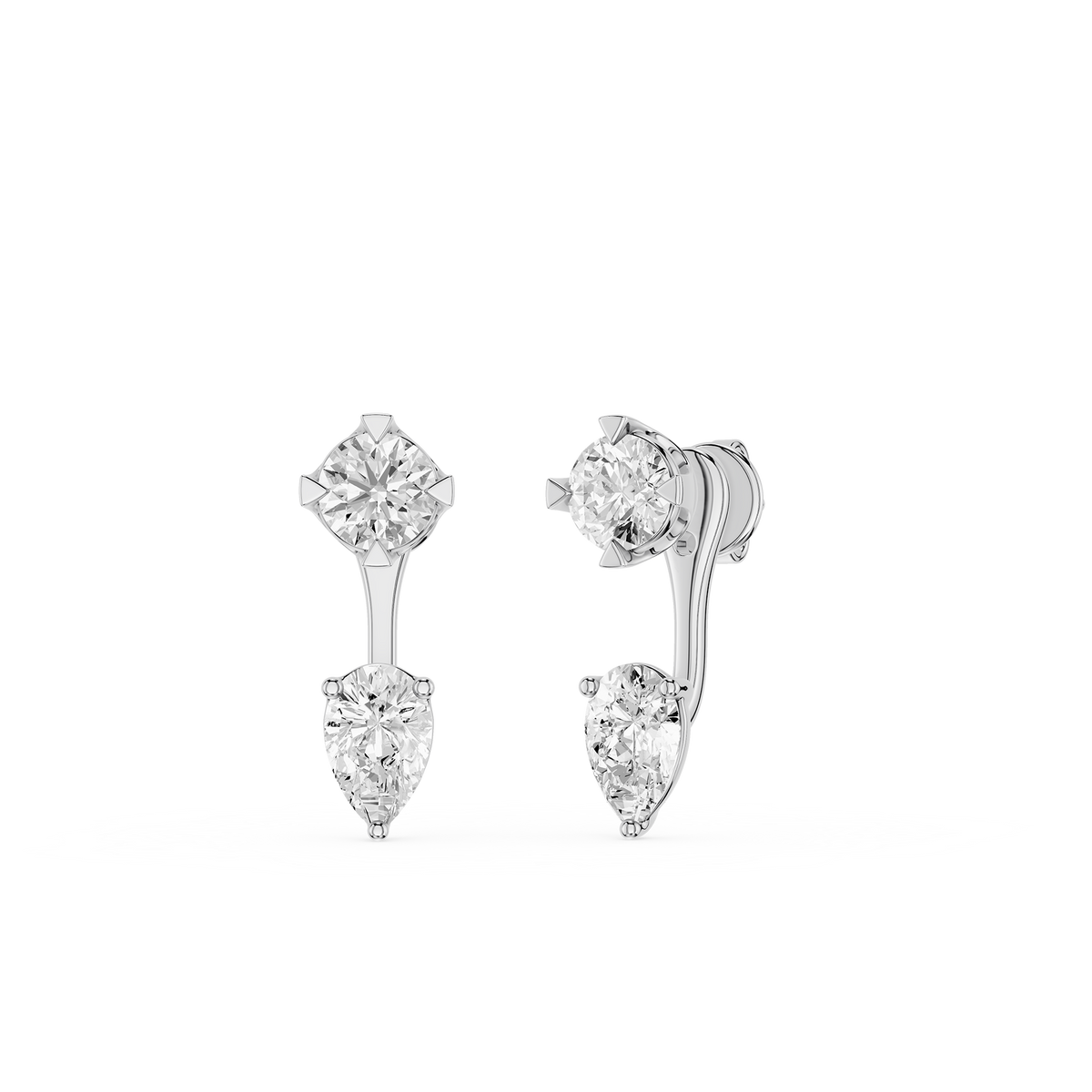 Diamond earrings on a white background