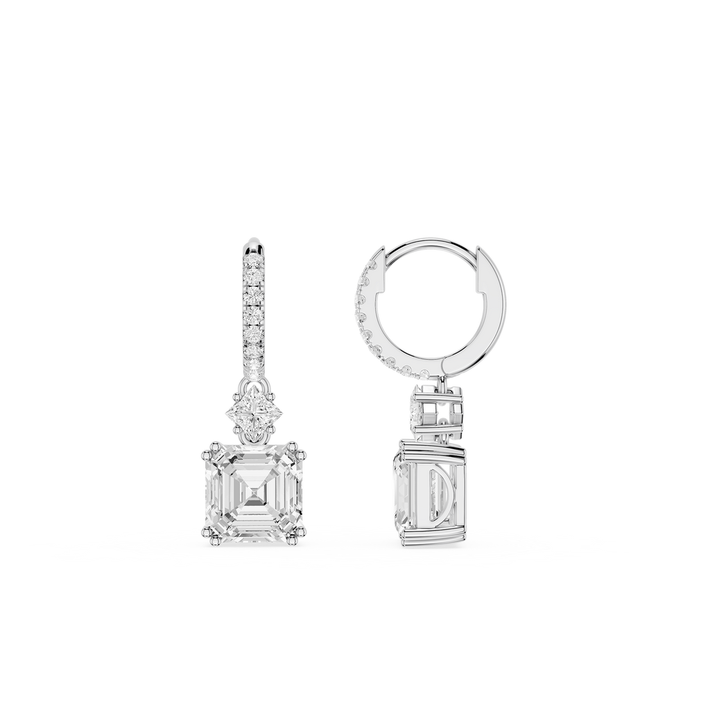 Diamond earrings on a white background