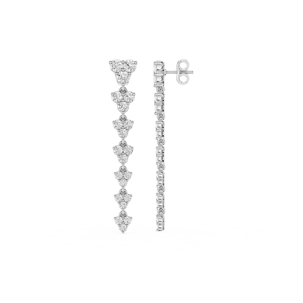 Diamond earrings on a white background