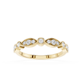 Gold ring with embedded diamonds on a white background