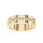 Front View Of Yellow Gold Round Cut Lab Grown Diamond Channel Set Men’s Wedding Band