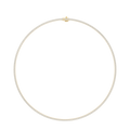 Round lab-grown diamond tennis necklace in yellow gold with a continuous line of matching round diamonds, shown in a full front view with a secure box clasp.