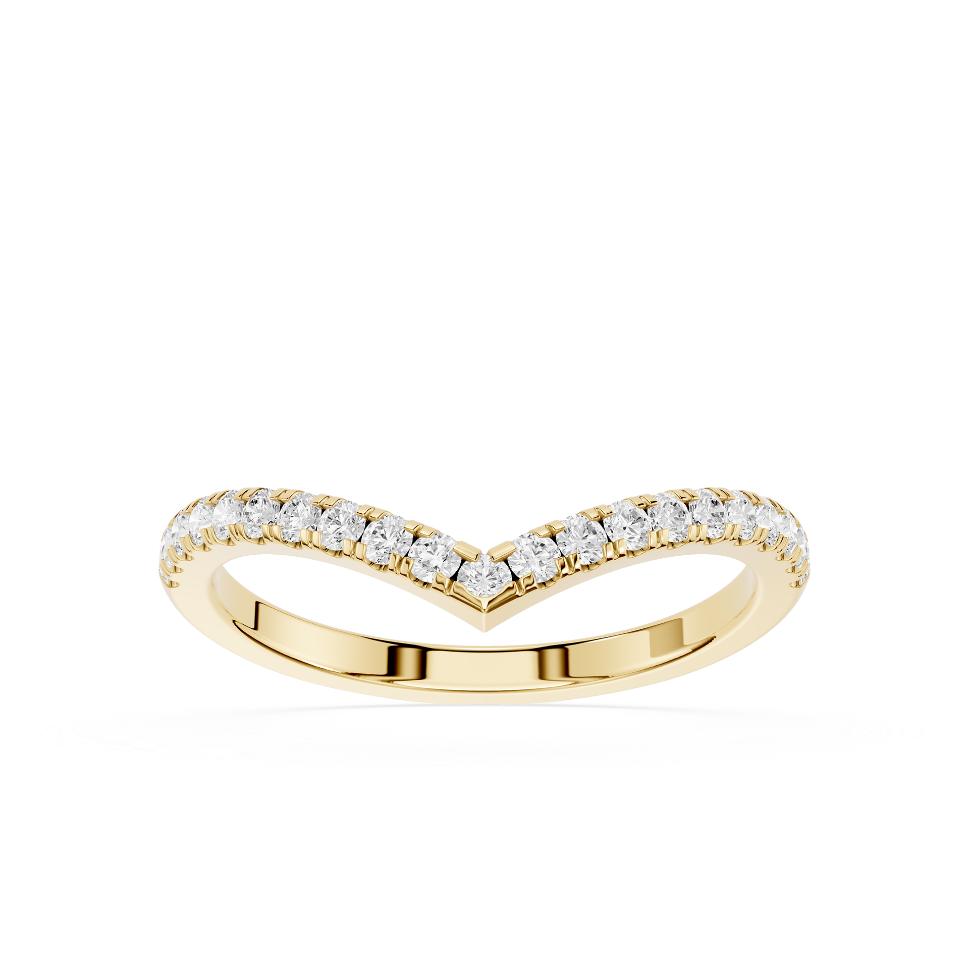 Gold ring with diamonds on a white background