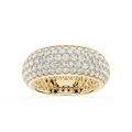 Gold ring with diamond accents on a white background