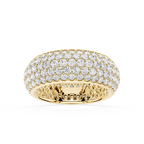 Gold ring with diamond accents on a white background