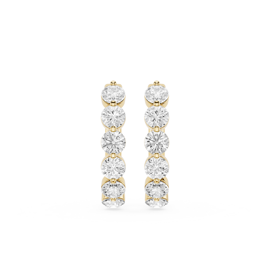 Graduated Round Lab Grown Diamond Hoop Earrings Hinged Closure