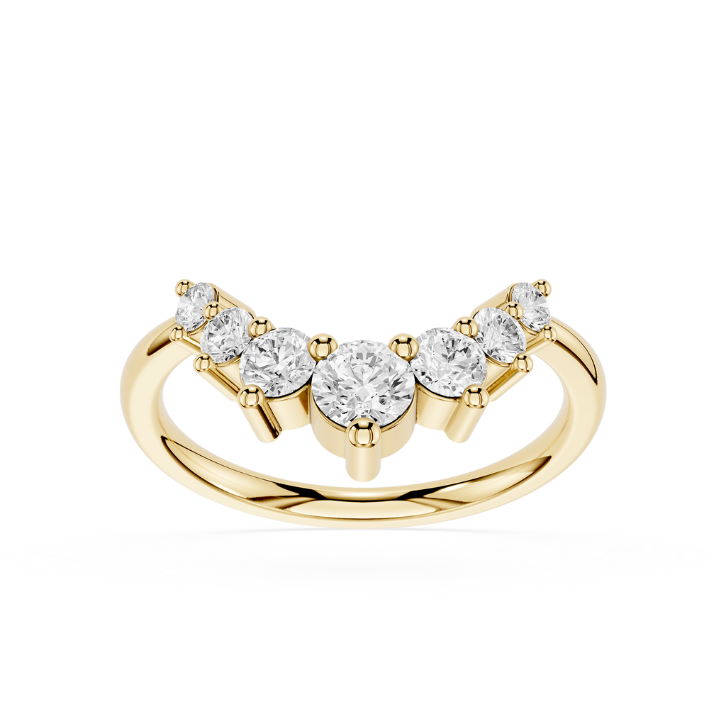 Gold ring with diamonds on a white background