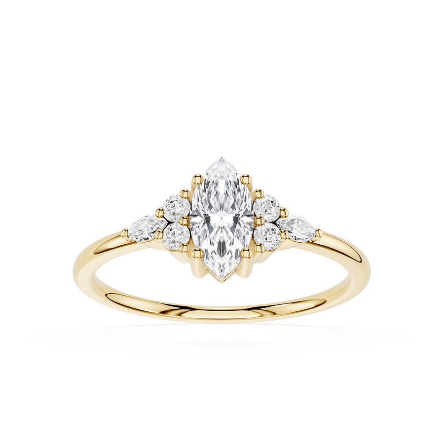 Marquise Cut Lab Grown Diamond Side Cluster Engagement Ring