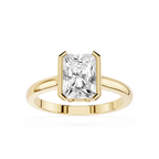 Yellow Gold Radiant Cut Lab Diamond Double Claw Prong Engagement Ring.