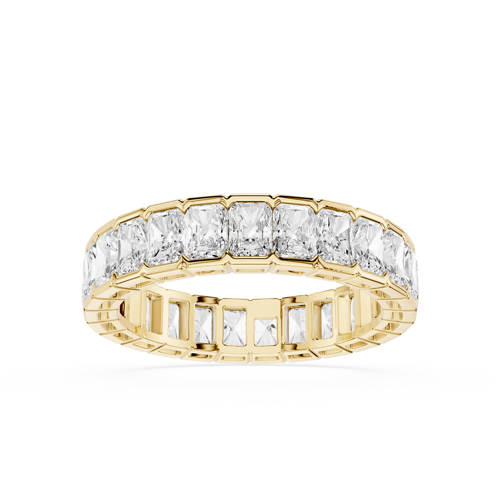 White Background Radiant Cut Lab Grown Diamond Full Eternity Band