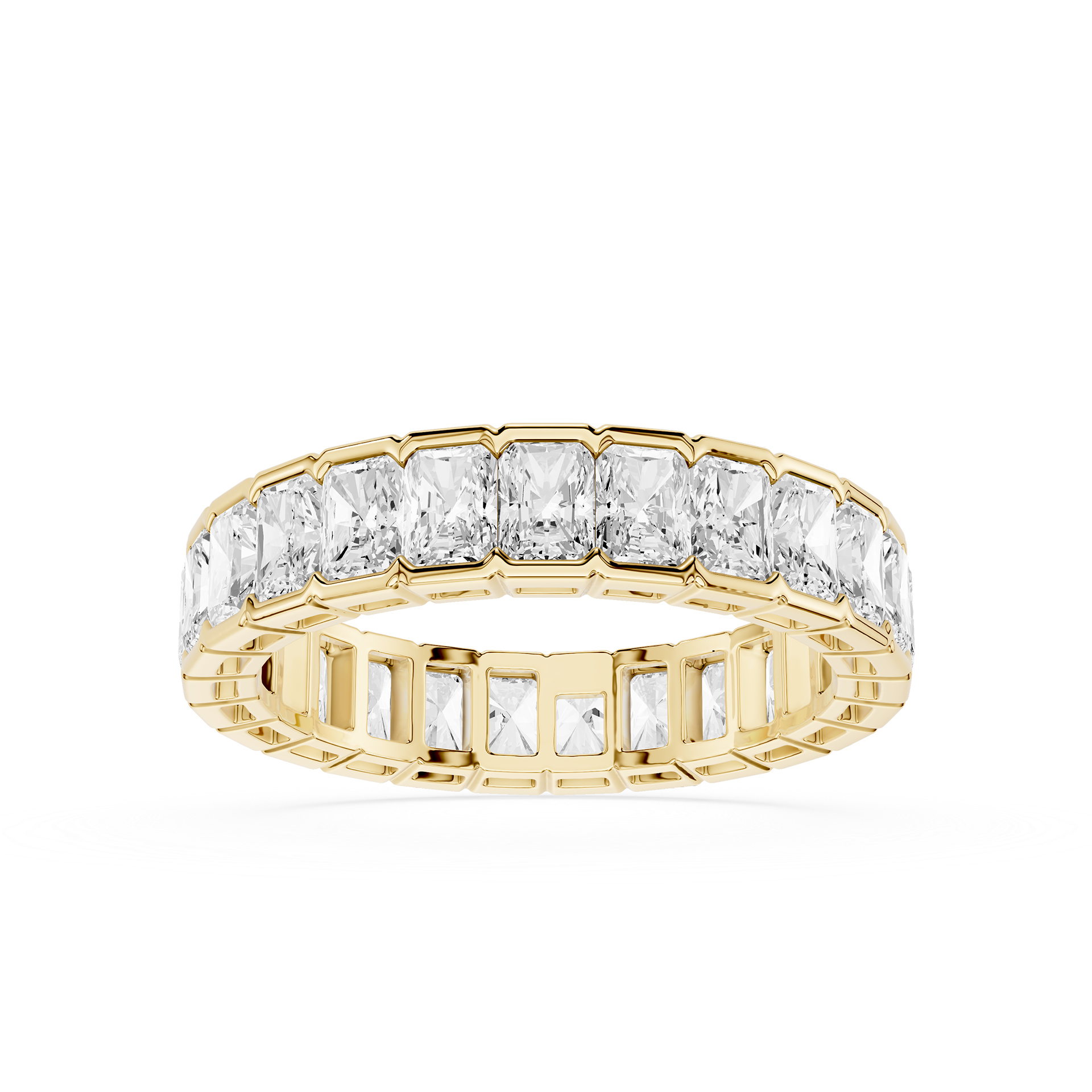 White Background Radiant Cut Lab Grown Diamond Full Eternity Band