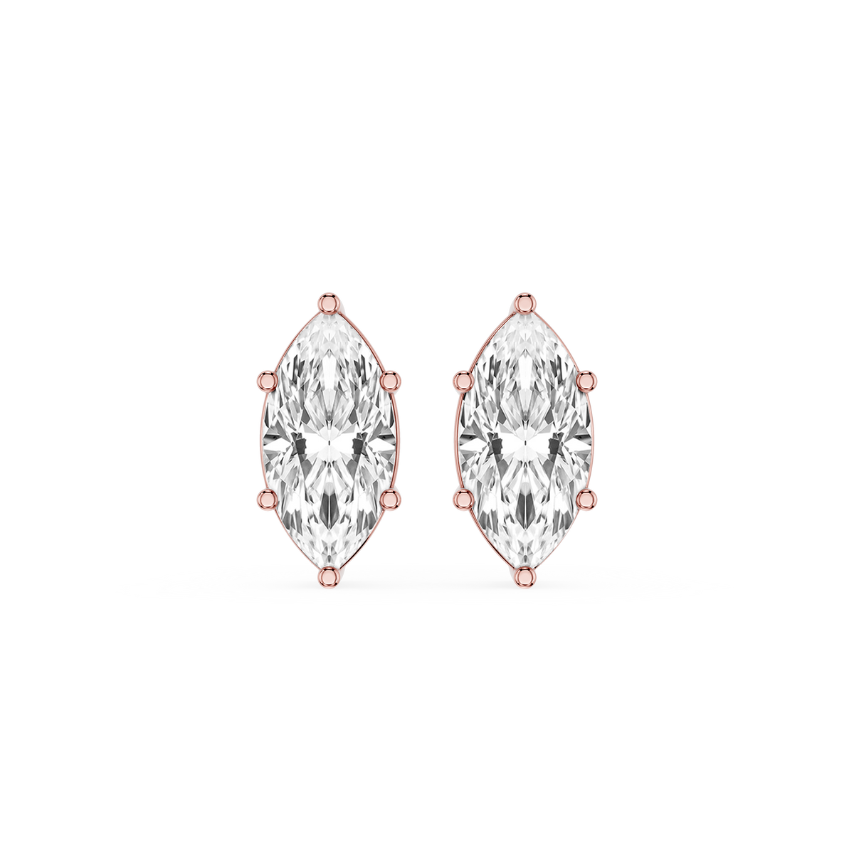 Marquise Shape Lab Diamond Earrings in White Gold with Secure Setting