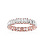 A rose gold eternity ring set with baguette-cut clear stones, shown on a clean white background.