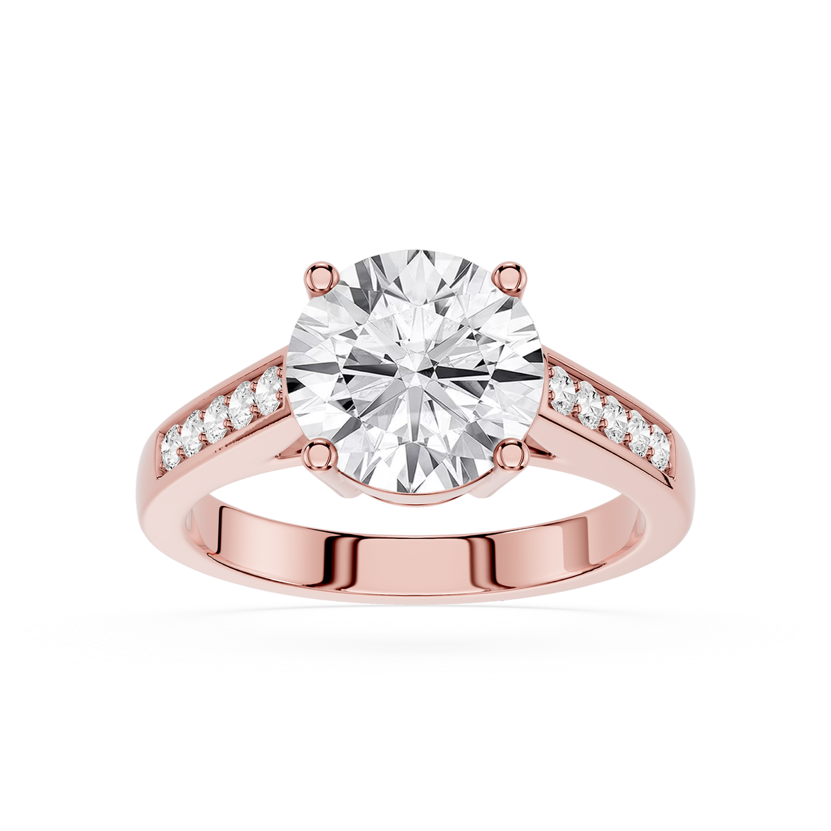 Rose Gold Lab Created Diamond Engagement Ring, Round Solitaire Center Stone, Split Band Diamond Ring, Bridal Jewelry for Women, Proposal Ring, Anniversary Gift, Fine Diamond Jewelry