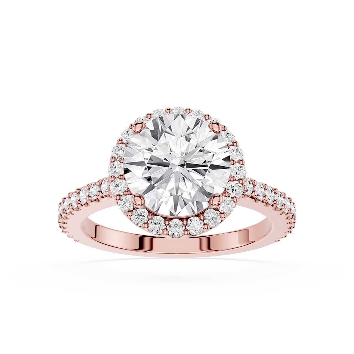 Rose gold Round Cut Lab Grown Diamond Petite Halo Engagement Ring