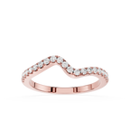Rose gold ring with diamonds on a white background