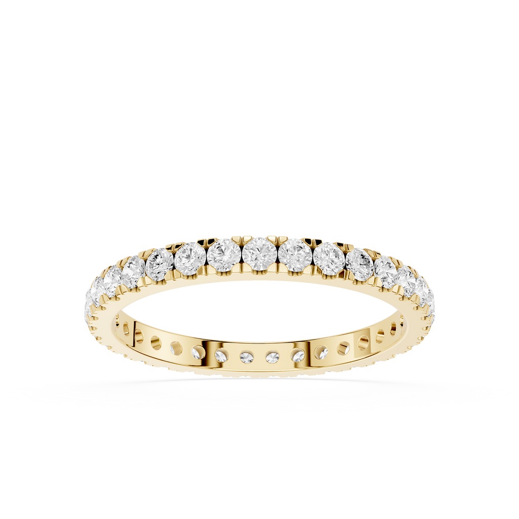 Gold ring with diamonds on a white background