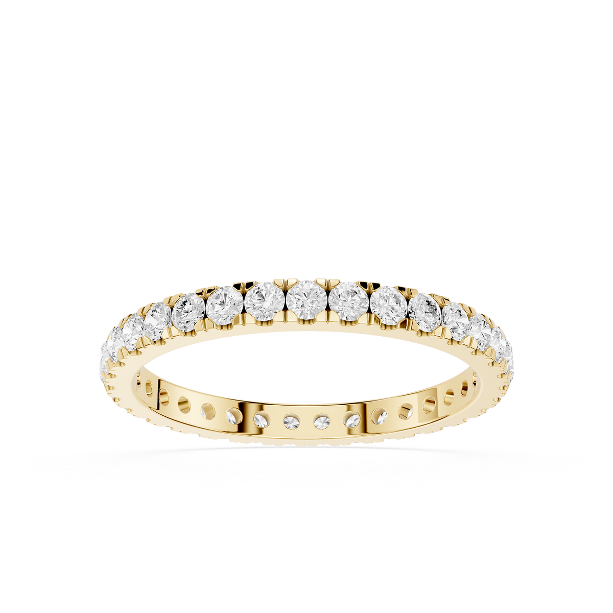 Gold ring with diamonds on a white background
