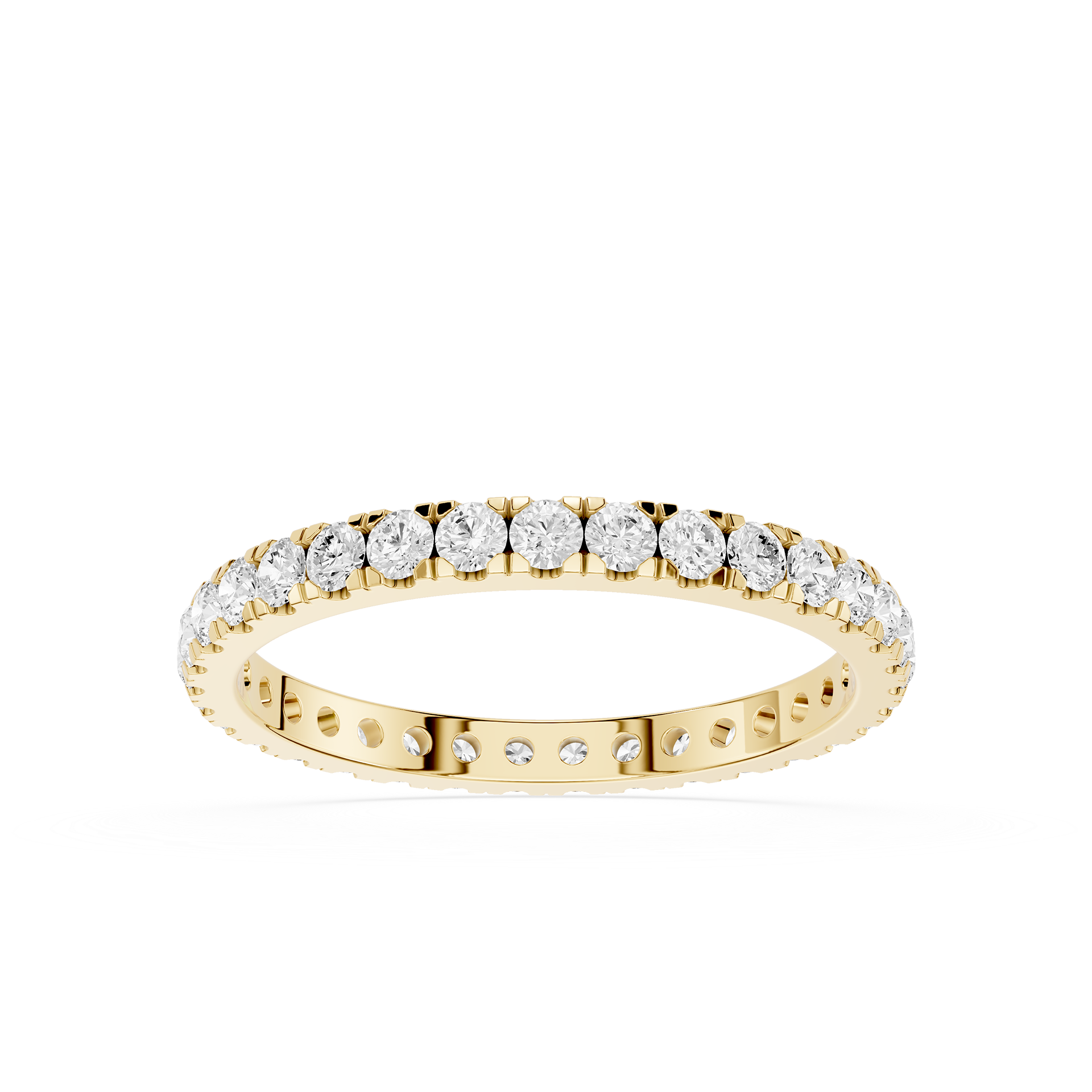 Gold ring with diamonds on a white background