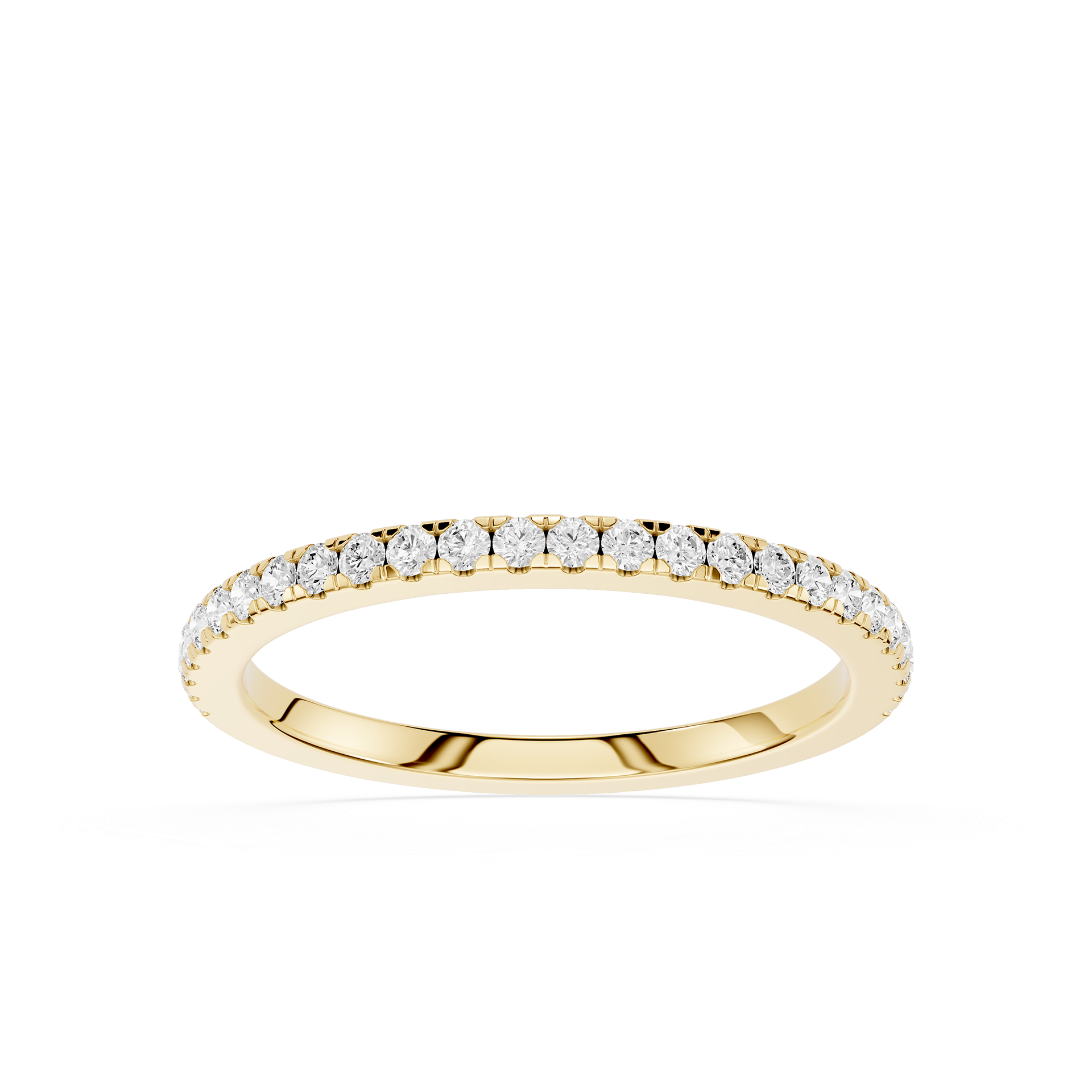 Gold ring with small diamonds on a white background