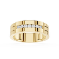 Gold ring with diamonds on a white background