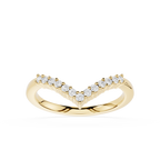 Gold ring with small diamonds on a white background