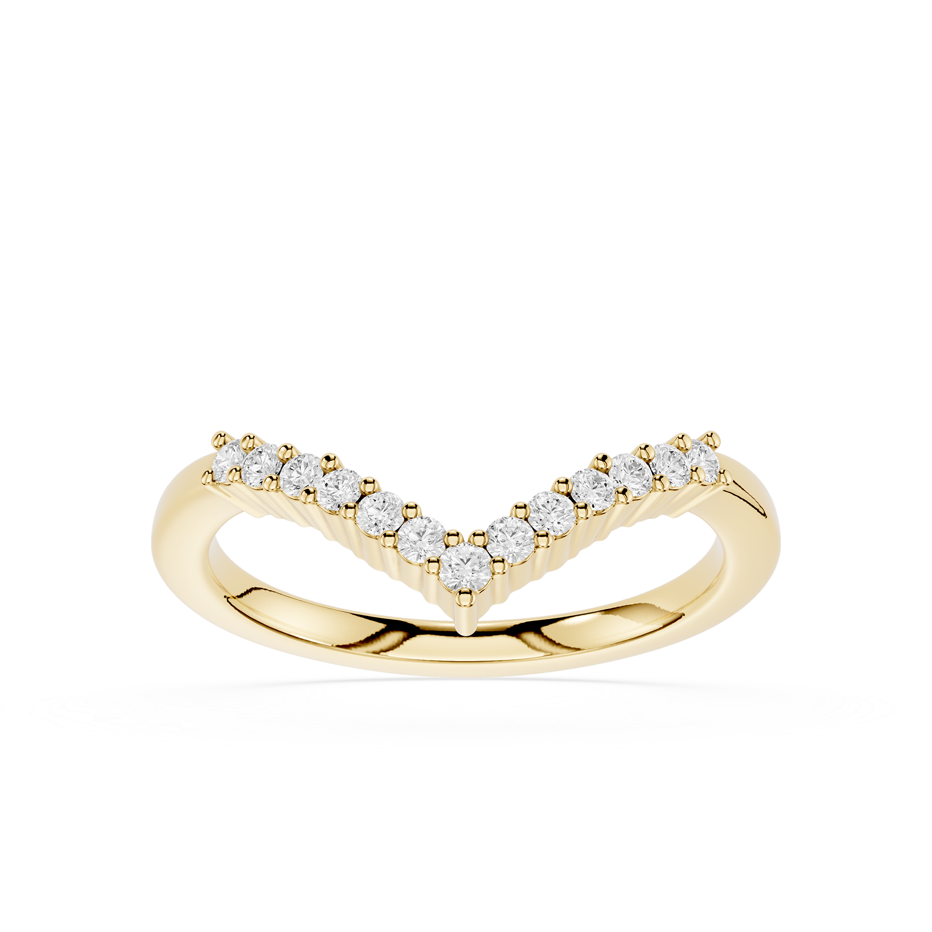Gold ring with small diamonds on a white background