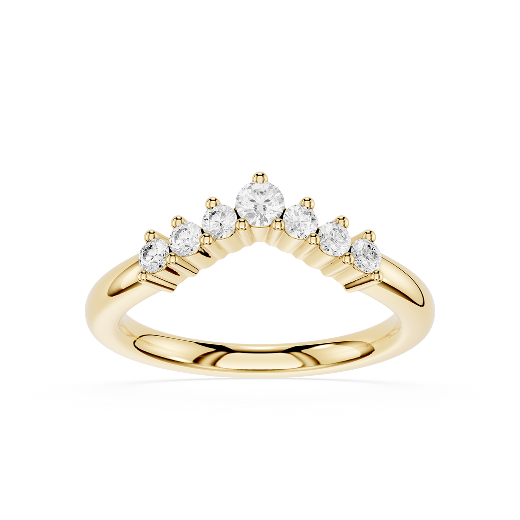 Gold ring with diamonds on a white background