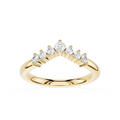 Gold ring with diamonds on a white background