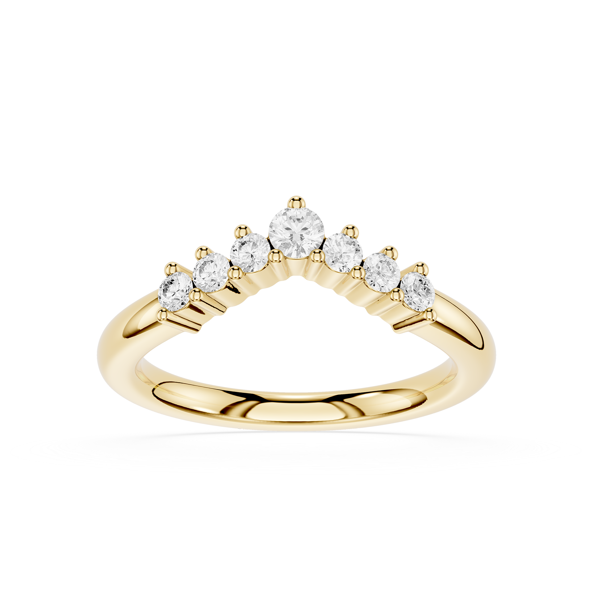 Gold ring with diamonds on a white background