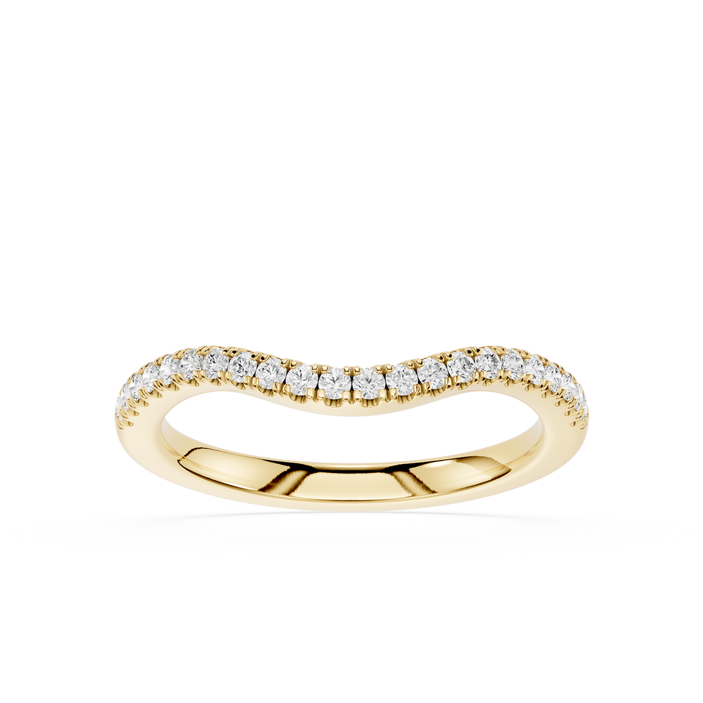 Gold ring with small diamonds on a white background