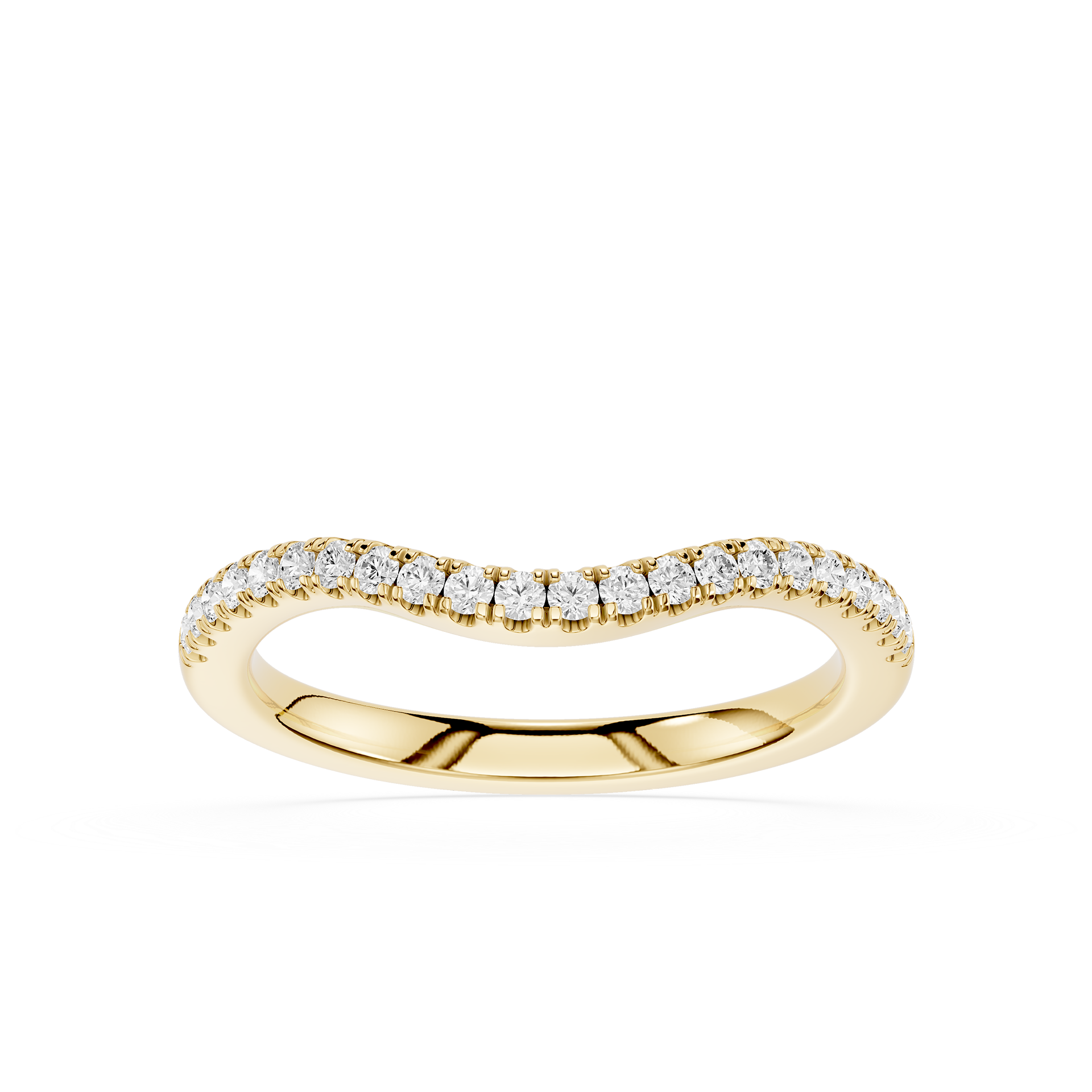 Gold ring with small diamonds on a white background