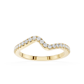 Gold ring with diamond accents on a white background