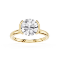Gold ring with a diamond on a white background